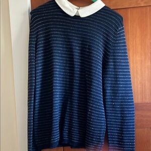 Nautical Blue and White Striped Crewneck Sweater